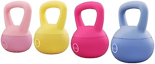Fitvids Soft Kettlebells - Sea and Iron Sand Filled Weights - Color Coded Soft Vinyl Kettlebells - Multiple Sizes Fitv