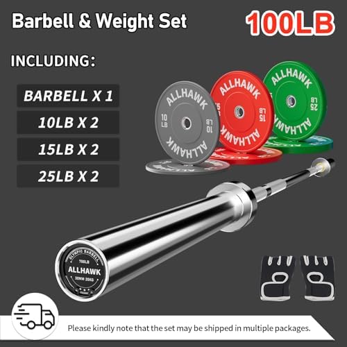 Olympic Barbell 7ft 45LB for Weightlifting Powerlifting, Home Gym Strength Training, Squats Deadlifts Presses Rows Curls