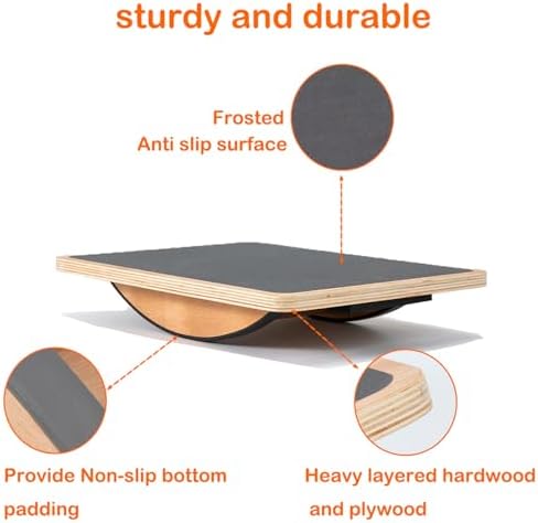 Balance Board Professional for Adults Anti-Slip 350LBS for Physical Therapy Standing Desk Core Strength Wooden Balance B