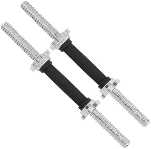 Yes4All Chrome/Rubber Grip Dumbbell Handles, 14/16/18/24 Inch, For 1" / 1.15" Plates, Weight Bar Connector, Home Gym Fi