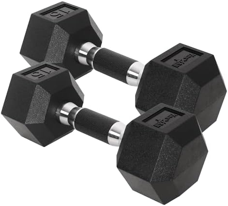 Yes4All Chrome/Rubber Grip Encased Hex Dumbbells – Fitness Equipment For Home/Gym Use –Perfect for Beginners and Advance