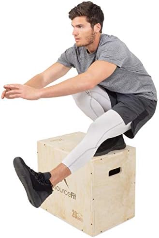 ProsourceFit 3-in-1 Wood Power Grip Non-Slip Plyometric Jump Box for Crossfit Enthusiasts, Home Gym Use, Black, 16L x 12