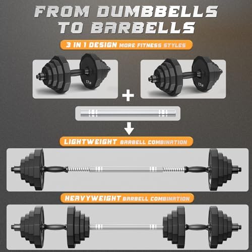 KISS GOLD Adjustable Dumbbells with Solid Steel Home Gym Equipment for Men and Women Strength Training KISS GOLD 22Lbs 4