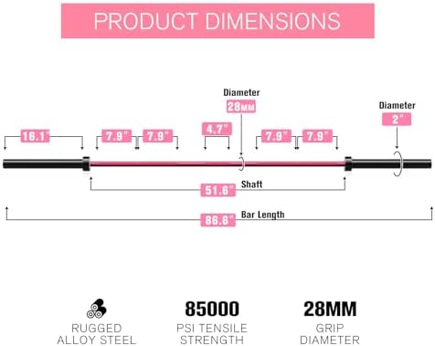 RitFit 7FT Olympic Barbell for Strength and Weightlifting Training - 2 Inch Olympic Bar for Squat, Deadlift, Bench Press