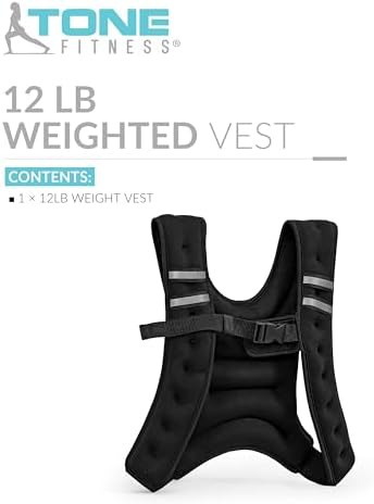 Tone Fitness Weighted Vest for Home Workouts or Outdoor Training - 8lb or 12lb, Adjustable Fit for Men and Women | Tone
