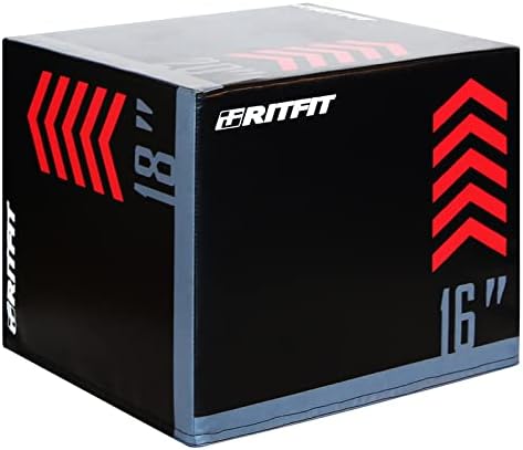 RitFit 3 in 1 Plyo Box Heavy Duty High Density Foam Jumping Box 20"x18"x16" Home Gym Fitness 440lb Weight Capacity