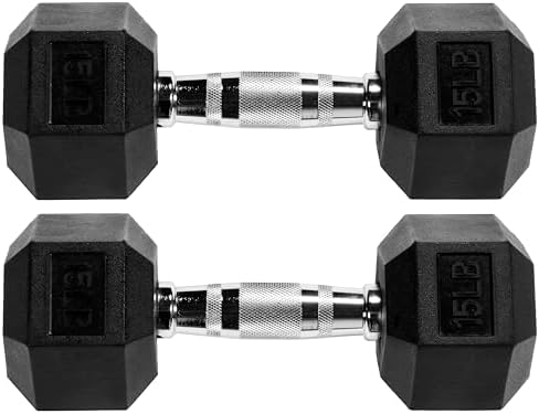 Fitvids Rubber Coated Hex Dumbbell Weight Set for Home Gym, 150LB Set, 5-25 Lbs Pairs, Portable Storage Included Fitvi