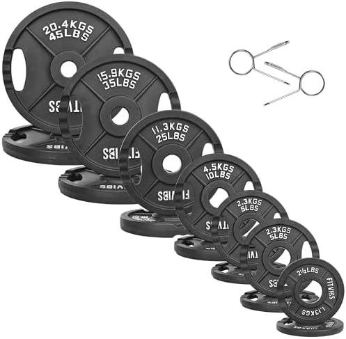 Fitvids Olympic Cast Iron Weight Plates for Strength Training & Weightlifting Home Gym | Fitvids 255 Pounds Olympic Cas