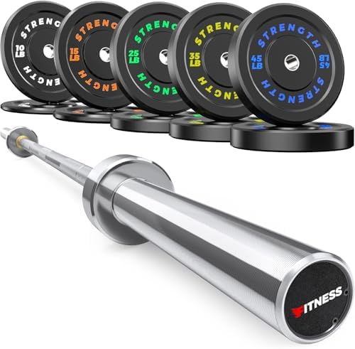 Olympic Rubber Bumper Weights for Home Gym Strength Training | 2 Inch Barbell Plate Set for Home Gym Strength Training