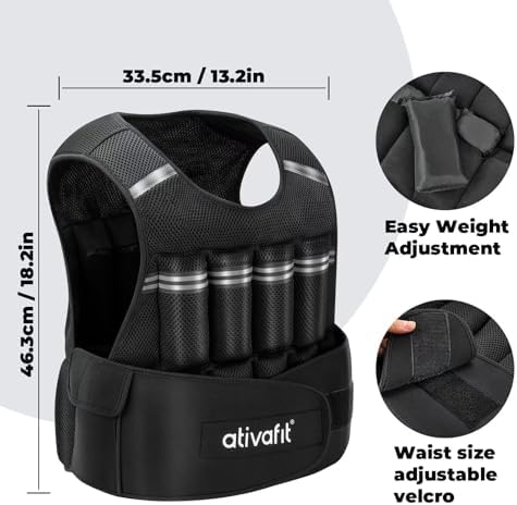 ATIVAFIT Adjustable Weighted Vest for Strength Training and Walking Men Women 2-22 Lbs