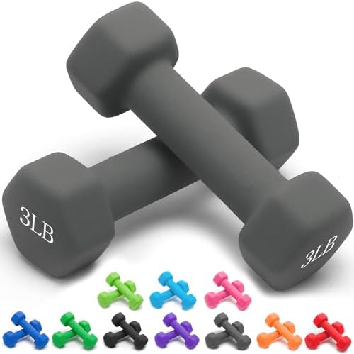 Portzon Dumbbells 10 Colors Options 1-15LB Anti-Slip Anti-Roll Hex Shape