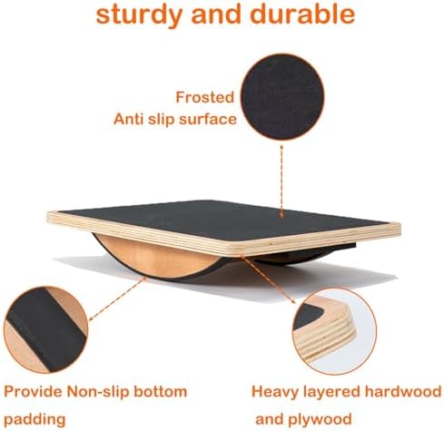 Balance Board Professional for Adults Anti-Slip 350LBS for Physical Therapy Standing Desk Core Strength Wooden Balance B