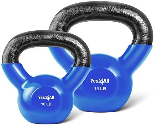 Yes4All Kettlebell, Stable Flat Bottom Kettlebell, Cast Iron Sets for Full Body Workout, Push Up, Grip Strength Training