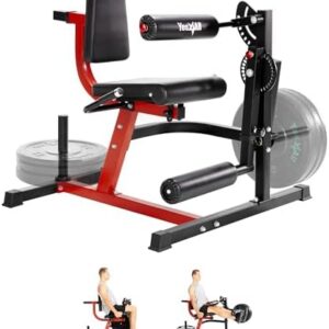 Yes4All Leg Extension and Curl Machine, Adjustable Plate Loaded Leg Machine, Home Gym Leg Extension and Curl Bench