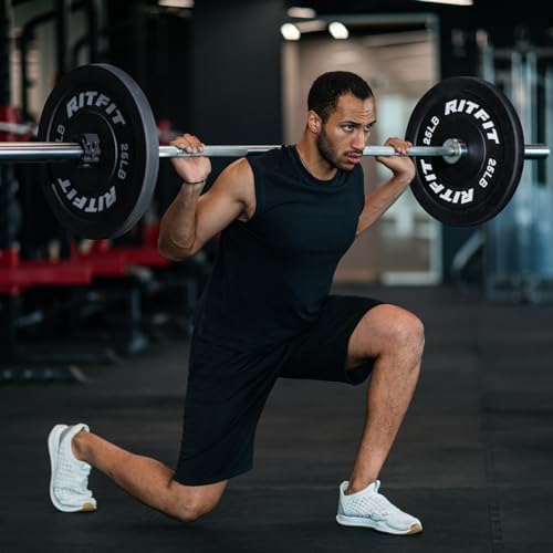 RitFit 7FT Olympic Barbell for Strength and Weightlifting Training - 2 Inch Olympic Bar for Squat, Deadlift, Bench Press