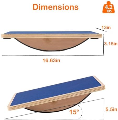Balance Board Professional for Adults Anti-Slip 350LBS for Physical Therapy Standing Desk Core Strength Wooden Balance B