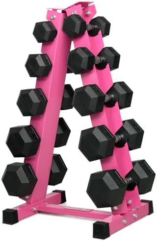 RitFit 250LB Rubber Hex Dumbbells with Weights Rack for Home Strength Training | RitFit 300LB Rubber Hex Dumbbells and