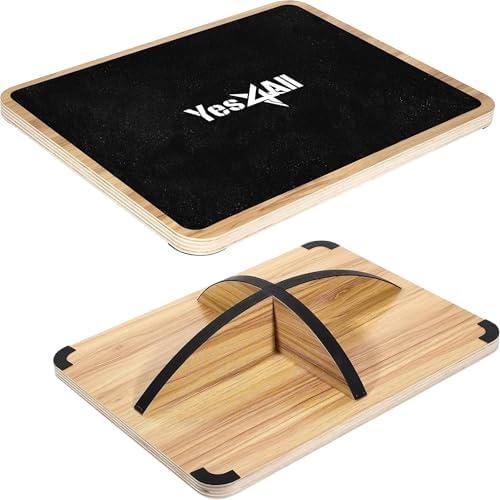 Yes4All Professional Anti-Slip Rocker Board for Leg Workout and Standing Desk Use | Yes4All 350LBS Wood Balance Board,