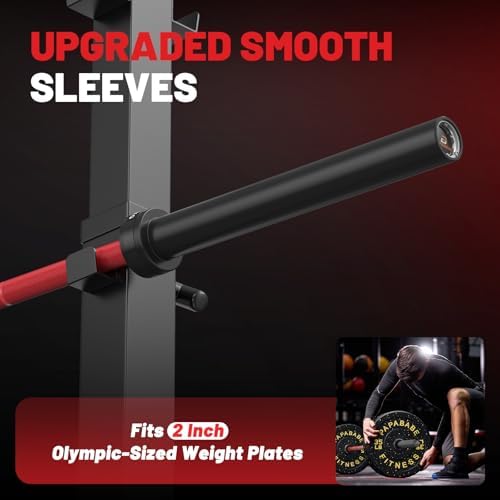 Papababe Olympic Barbell 45lb Weight Bar for Strength Training and Gym Use with 1000lb Weight Capacity Chrome/Zinc Plati