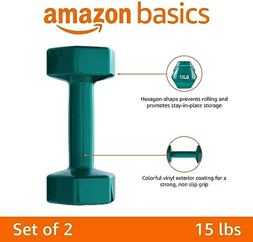 Amazon Basics Vinyl Coated Dumbbell Hand Weights for Home Gym Fitness Lovers | Amazon Basics Vinyl Coated Dumbbell Hand