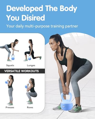 Cushioned Impact-Resistant Base Kettlebell for Home Workouts, Anti-Slip Grip Weight for Women & Men, Safe Strength Train