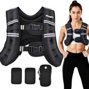 PACEARTH Weighted Vest, 16lb/20lb/25lb Weight Vest with Reflective Stripe, Body Weight Vests for Women, Men, Strength Tr
