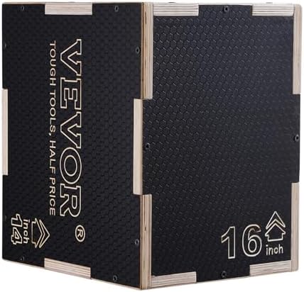 VEVOR 3 in 1 Plyometric Jump Box for Home Gym Training and Conditioning, Easy-to-Assemble Wood Plyo Box, Jumping Trainer
