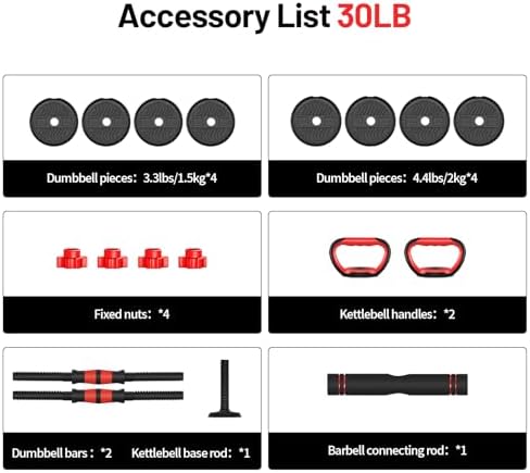 Adjustable Dumbbell Set for Men/Women Home Gym Exercise, 20/30/40/60/80lbs Used as Barbell/Kettlebells/Push Up Stand Hot