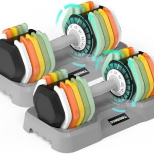 SKOK Adjustable Dumbbells Set, 25-55 lbs, Pair for Men and Women, Anti-Slip Fast Adjust by Turning Handle, Black Dumbbel