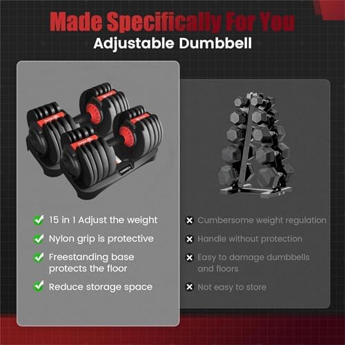 Adjustable Dumbbell 53LB for Home Workout | Fast Automatic Adjustable Dumbbell 53LB | Body Workout Dumbbell 53LB for