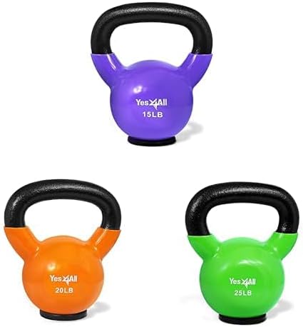 Yes4All Rubber Base Kettlebells for WomenStrength Training (10-65 lbs) Yes4All Kettlebells for Women Fitness Rubber Ba