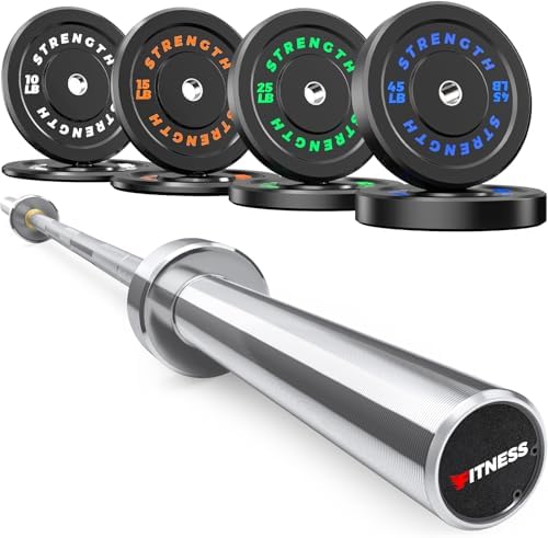 Olympic Rubber Bumper Weights for Home Gym Strength Training | 2 Inch Barbell Plate Set for Home Gym Strength Training