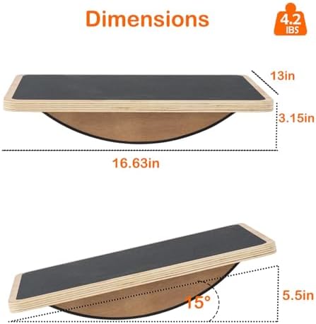 Balance Board Professional for Adults Anti-Slip 350LBS for Physical Therapy Standing Desk Core Strength Wooden Balance B