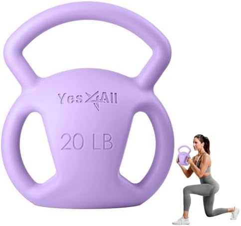 Yes4All Kettlebell, Strength Training Kettlebells for Women, Wide Multi-grip Textured Handle for Home Gym Exercises & Fu
