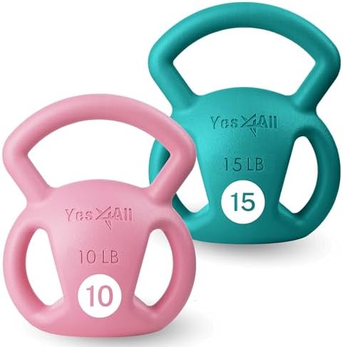 Yes4All Kettlebell, Strength Training Kettlebells for Women, Wide Multi-grip Textured Handle for Home Gym Exercises & Fu