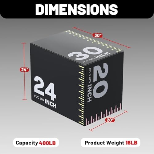 Papababe 3-in-1 Plyometric Jump Box Workout Equipment, Home Gym Box Jumps, Anti Slip Surface and High Density Foam, Home