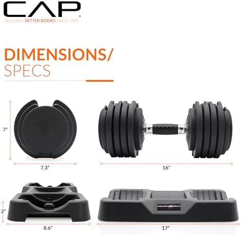 Adjustable Round Dumbbell Weights | CAP Barbell | Multiple Handle Options, Singles & Pairs | 1|5 lb, 25 lb & 55 lb | Gym