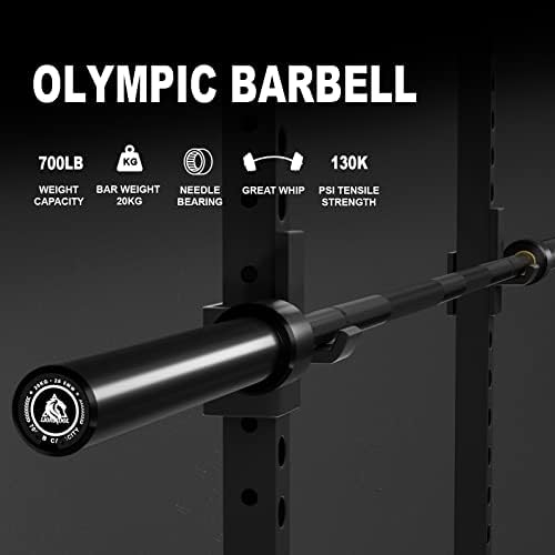 LIONSCOOL Olympic Barbell 7FT for Weightlifting and Powerlifting - 1500lbs Capacity - Strength Training for Squats, Dead