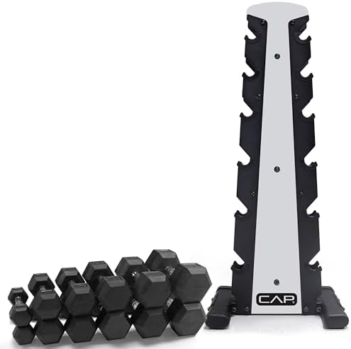 CAP Barbell Rubber Coated Dumbbells for Home Gym Fitness Lovers | Multiple Weight Options | CAP Barbell Heavy Duty Rubb