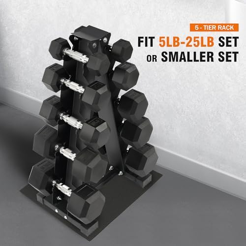 Fitvids Rubber Coated Hex Dumbbell Weight Sets for Home Gym, 100LBS Set with Storage Rack Fitvids Rubber Coated Hex Du