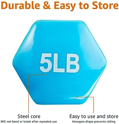 Amazon Basics Vinyl Coated Dumbbell Hand Weights for Home Gym Fitness Lovers | Amazon Basics Vinyl Coated Dumbbell Hand