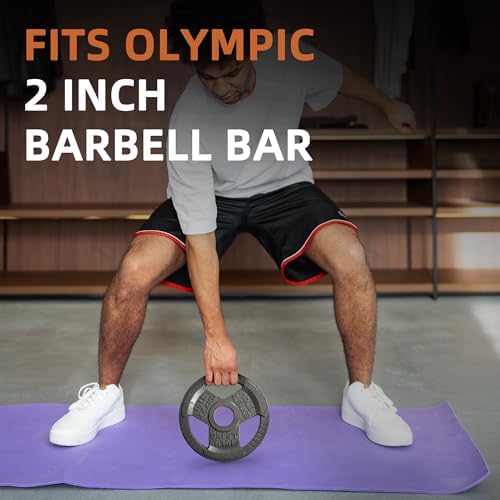 Fitvids Olympic Cast Iron Weight Plates 2-Inch Thickness for Strength Training & Weightlifting, Ideal for Home Gym, Mult