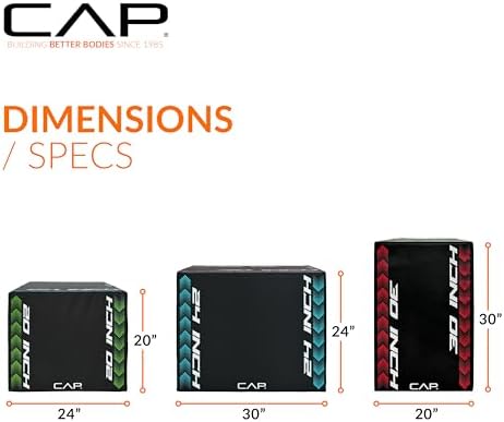 CAP Barbell 3-in-1 Foam Plyometric Jump Box - Adjustable Heights - Great for Home Gym & HIIT Workouts - Strength Trainin
