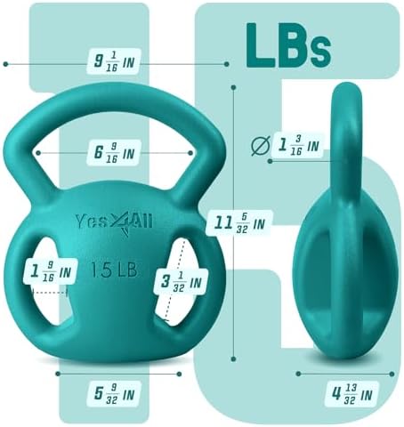 Yes4All Kettlebell, Strength Training Kettlebells for Women, Wide Multi-grip Textured Handle for Home Gym Exercises & Fu