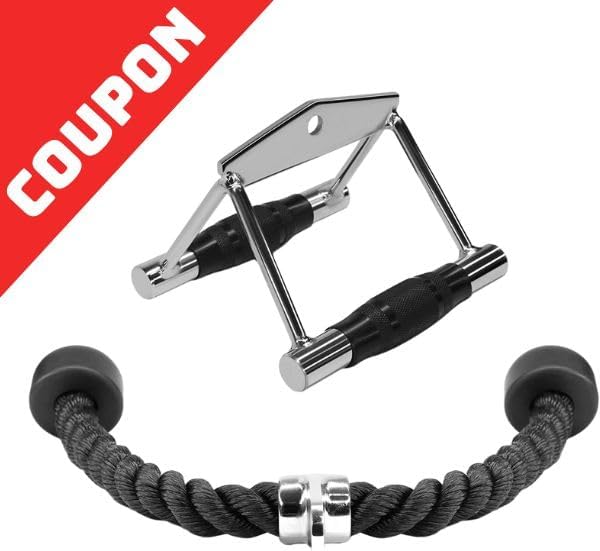 Yes4All Cable Machine Attachment Row Handles Tricep Rope Straight Bar V Bar LAT Pulldown Accessories 880 LB Load for Ho