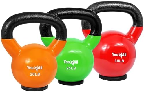 Yes4All Rubber Base Kettlebells for WomenStrength Training (10-65 lbs) Yes4All Kettlebells for Women Fitness Rubber Ba