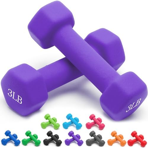 Portzon Dumbbells 10 Colors Options 1-15LB Anti-Slip Anti-Roll Hex Shape