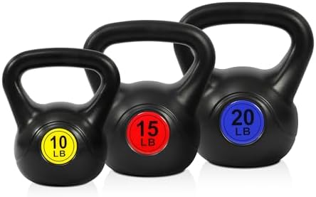 Fitvids 3-Piece Kettlebell Exercise Set for Fitness Lovers, 5 lbs, 10 lbs, 15 lbs Fitvids 4-Piece Kettlebell Weight Set
