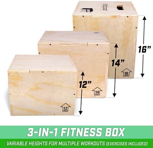GoSports Fitness 3-in-1 Plyo Jump Box - Great for Home or Gym - Perfect for Beginners to Advanced Athletes - Compact Des