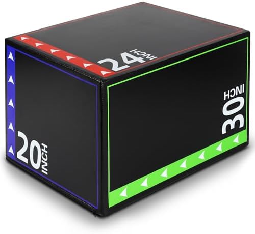 3-in-1 Plyometric Box Set - High-Density EPE & Compressed Foam Jump Box for Home Gym & HIIT & CrossFit - Non-Slip Box Ju
